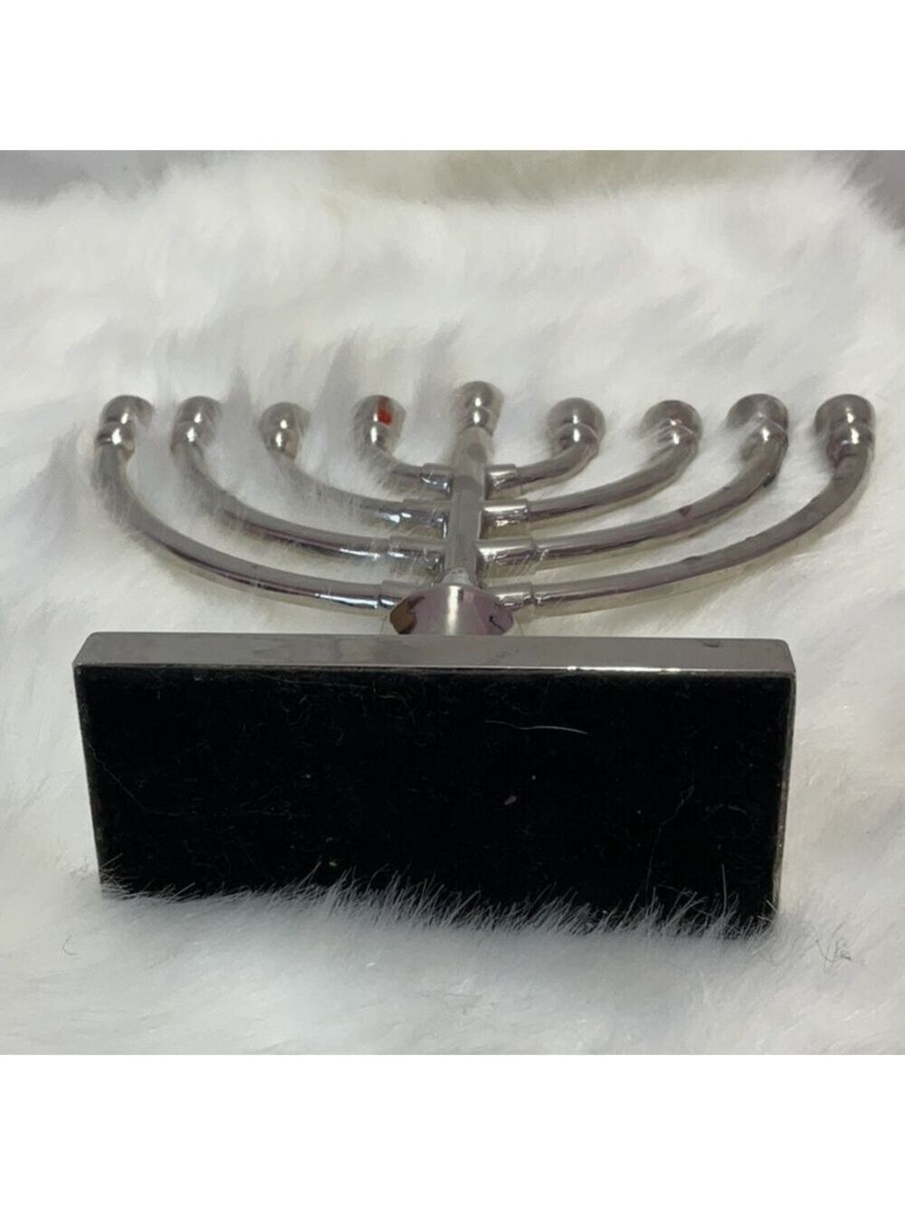 Silver tone Vintage Menorah Candle Holder Hanukkah - Picture 7 of 7
